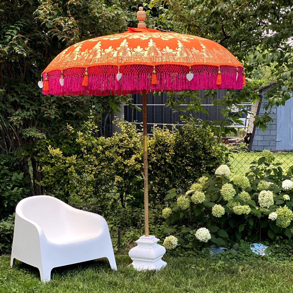Tangerine  Parasol - Baliaric Balinese Garden Parasol Decorative accents, Elegant home decor, Full Painted, garden and home, garden decor, garden decoration, garden idea, Home decorating ideas, home with garden, Magnificent craftsmanship, Orange, outdoor umbrella, parasols, parasols umbrellas, patio umbrellas
