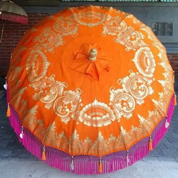 Tangerine  Parasol - Baliaric Balinese Garden Parasol Decorative accents, Elegant home decor, Full Painted, garden and home, garden decor, garden decoration, garden idea, Home decorating ideas, home with garden, Magnificent craftsmanship, Orange, outdoor umbrella, parasols, parasols umbrellas, patio umbrellas