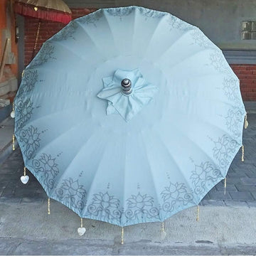 Lotus Flower Parasol - Baliaric Balinese Garden Parasol Blue, Decorative accents, Elegant home decor, garden and home, garden decor, garden decoration, garden idea, Half Painted, Home decorating ideas, home with garden, Magnificent craftsmanship, outdoor umbrella, parasols, parasols umbrellas, patio umbrellas