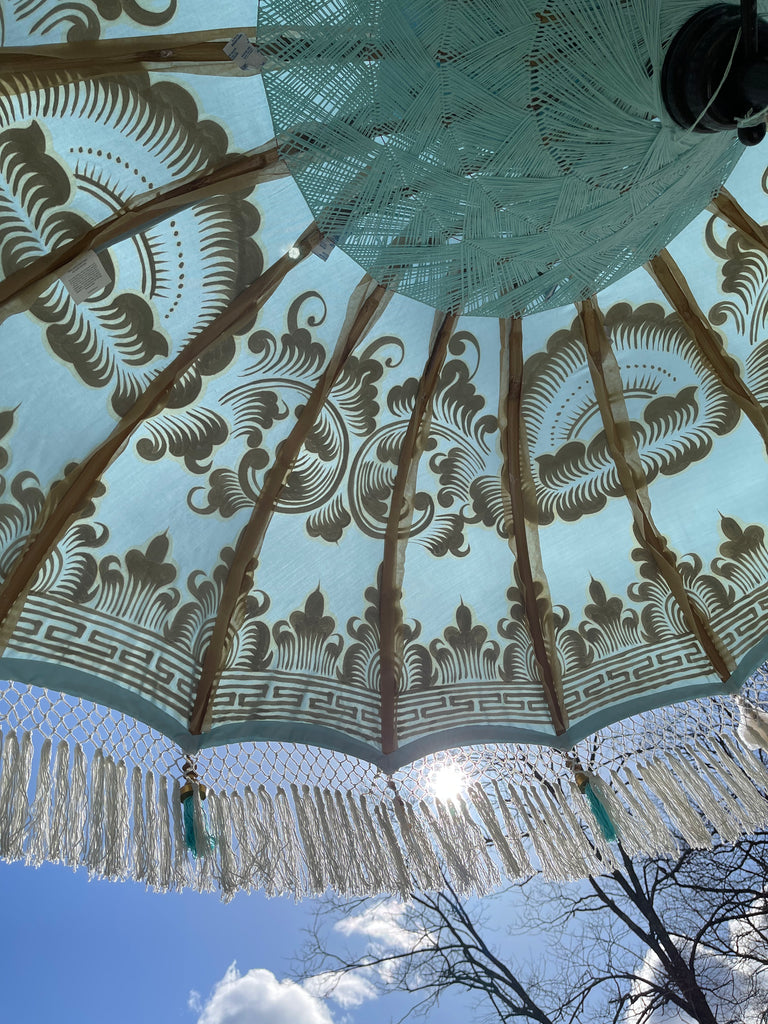 Georgie Parasol - Baliaric Balinese Garden Parasol Blue, Decorative accents, Elegant home decor, Full Painted, garden and home, garden decor, garden decoration, garden idea, Home decorating ideas, home with garden, Magnificent craftsmanship, outdoor umbrella, parasols, parasols umbrellas, patio umbrellas